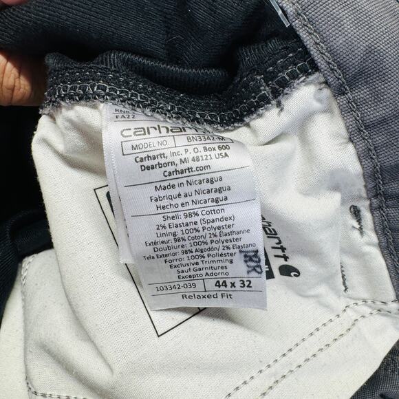 Carhartt Pants Men 44x32 Gray Rugged Flex Relaxed Fit Canvas Knit Lined Utility - Picture 8 of 14